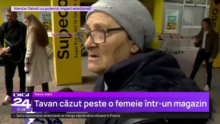 O bucata din tavanul unui supermarket a cazut peste o femeie in Bucuresti
