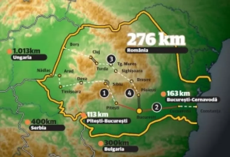 Romania are 276 de km de autostrada finalizata si multe tronsoane in diverse stadii de executie